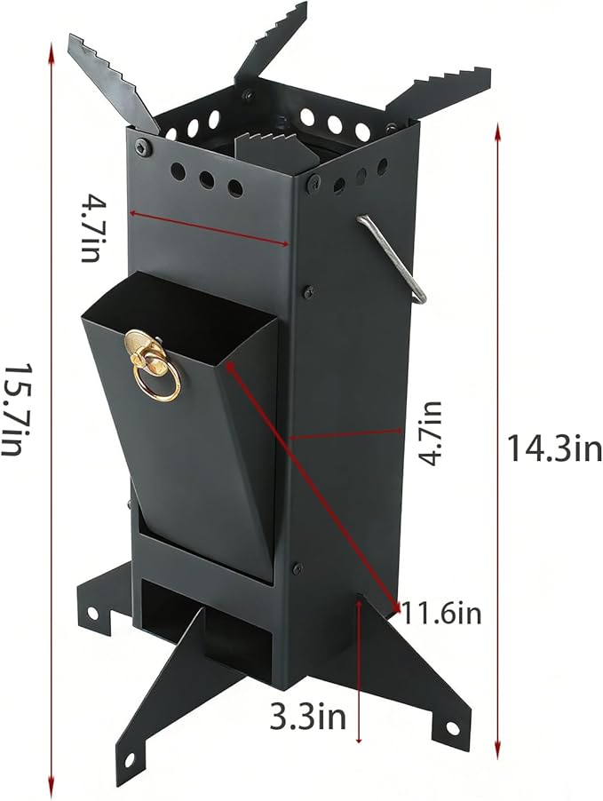Portable Rocket Stove Camping Stove Wood Burning Stove Solo Stove Used For Camping, Picnicking, BBQ, Outdoor Cooking,Heating Black