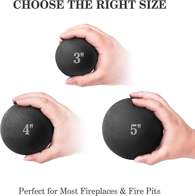 GRISUN Ceramic Fire Balls, 3 Inch Set of 15 Round Fire Stones for Indoor and Outdoor Fire Pits, Black Fireplace Rocks for Indoor Gas Fireplace, Fire Spheres, Ceramic Fire Pit Balls