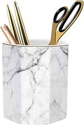 Pen Holder, Stand for Desk Pencil Cup for Girls Kids Durable Ceramic Desk Organizer Makeup Brush Holder for Office, Classroom, Home, White Marble