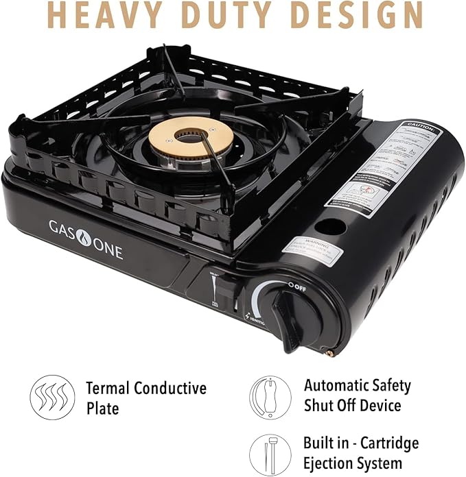 GasOne 15,000 BTU Propane or Butane Stove Dual Fuel Stove Portable Camping Stove - Patented - with Carrying Case Great for Emergency Preparedness Kit
