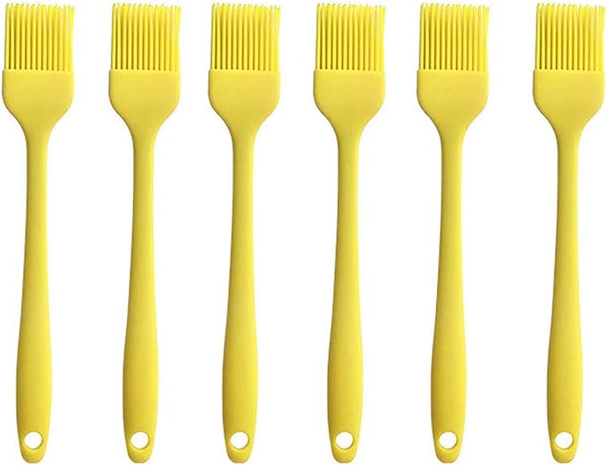 Silicone brush, Oil Brush for BBQ Kitchen Cooking Baking and Grilling (6 PCS,yellow)