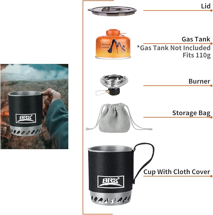 Brs-61 Camping And Backpacking Stove Cooking System 1500w Personal Cooking With Micro Adjustable Valve Burner Stainless Steel Aluminum Alloy Pot For Hiking Fishing Hunting
