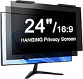 [2-Pack] 24 Inch Privacy Screen for Computer Monitor Privacy Screen Hanging Removable 16:9 Aspect Ratio, Anti Spy Anti Glare Blue Light, No Adhesive Easy Install 24in Computer Screen Privacy Shield