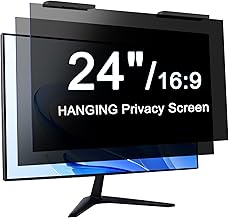 [2-Pack] 24 Inch Privacy Screen for Computer Monitor Privacy Screen Hanging Removable 16:9 Aspect Ratio, Anti Spy Anti Glare Blue Light, No Adhesive Easy Install 24in Computer Screen Privacy Shield