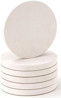 Limestone Water Absorbing Marble Coaster Set - Pack of 6 Absorbs Condensation and Spills Effectively Neutral Color Tone Complements Home Decor and bar Ideal