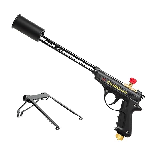Grillblazer GrillGun Handheld Propane Charcoal Torch – 400,000+ BTU Flame Torch for Instant Charcoal Ignition, Outdoor Cooking, Firepits, Camping, BBQ – Portable High-Power Blowtorch With Stand