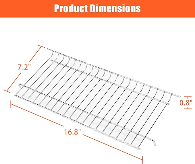 Uniflasy Grill Warming Rack for Nexgrill 720-0864 720-0864RA, Stainless Steel Top Rack for Nexgrill Deluxe 2 Burner Replacement Parts, 16.8" x 7.2"