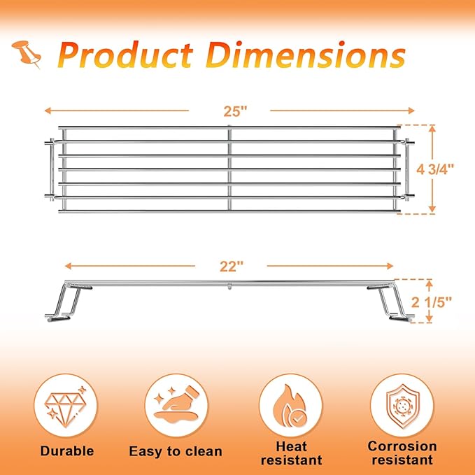 7641 Warming Rack for Weber GS4 II/I Spirit 300 SER Spirit 400(2025 Y) Weber Spirit 2 Grill Parts for Webber Genesis Silver Gold B/C, 91289 Upper Rack for Webber Genesis 1000-5500, 304 Stainless Steel