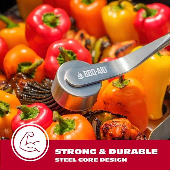 BBQ-AID Basting Brush for Grilling 400°F Heat Resistant BPA Free Silicone Bristles, Long Handle Grill Basting Brush, Acacia Wood+Stainless Steel, Dishwasher Safe, Basting Brush for Smoker & Grill
