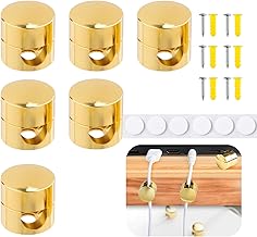 6 Sets Charger Cord Keeper Holder Stick on, Gold Metal Adhesive Cable Management Clips,Adjustable Phone Cable Anchor Holders,Wire Organizer for Desk, Wall, Home, Office, nightstand, Chandelier
