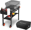 EUTRKei Outdoor Grill Table Cart &Griddle Cover - Blackstone Griddle Stand with 4 Wheels, Tool Holder & Paper Towel Holder - Compatible with 17"/22" Blackstone, Blackstone 22 Inch Griddle Cover