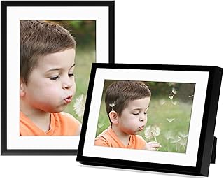 Frametory, 5x7 Black Aluminum Picture Frame - Set of 2 - Ideal for Displaying 4x6 Photos with Mat or 5x7 Without Mat - Real Glass Front - Simple Gallery Wall Frames for Art Prints and Posters