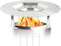 Fire Pit Heat Deflector for Solo Stove Bonfire 19.5", 304 Stainless Steel Portable Heat Diffuser Firepit Captures and Redirects Warmth with Handle & Leg, Detachable Burner Cover Accessories