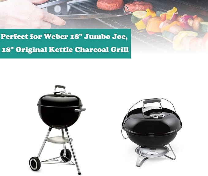 Full Size Griddle Inserts for Weber 18" Charcoal Grills, Flat Top Griddle for Weber Jumbo Joe, Original Kettle Charcoal Grill, Compatible with Charbroil Patio Bistro TRU-Infrared Electric Grill