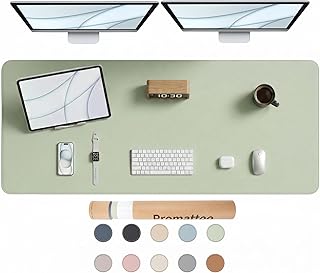 Large Desk Pad Non-Slip Desk Mat Protector for Keyboard Mouse Waterproof Vegan Leather Surface Faux Leather Laptop Mat Smooth Mouse Pad Premium Gift Tube Matcha Green 55" x 23"
