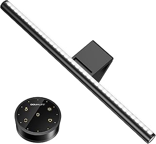 Douxlife Monitor Light Bar, Backlight with Touch Switch＆ Remote Dual Control, Eye-Care Computer Light with Stepless Dimming and Color Temperature for Home Office Gaming, Black