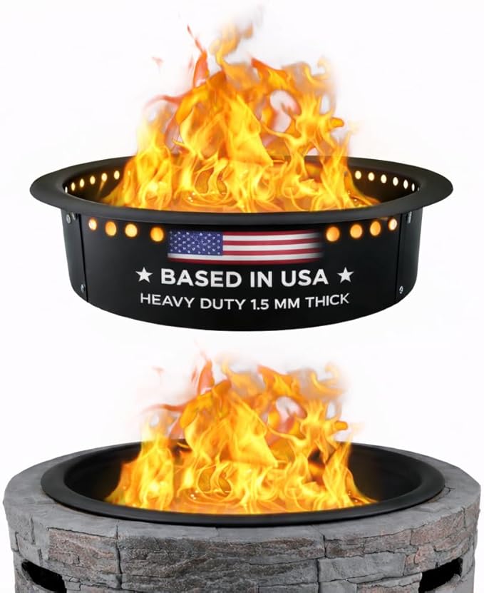FEBTECH Smokeless Fire Ring Liner - 46" OD & 40" ID - Premium Carbon Steel FireRing with Heat Resistant Coating - DIY Portable Smokeless Fire Ring Designed for Memorable Gatherings Under The Stars