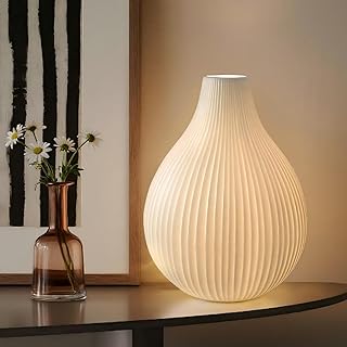 RONDURE 11.0" Modern Ceramic Table Lamp, Fully Dimmable Bedside Lamp for Bedroom Living Room Nightstand, White Translucent Ceramic Shade, Warm Ambient Decorative Corded Lighting, Bulb Included
