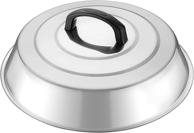 HaWare 12.6 Inch Cheese Melting Dome Wok Lids, Round Stainless Steel Basting Cover Lids with Heat Resistant Handle, for Flat Top Griddle Grill Cooking Indoor or Outdoor, Camp BBQ Accessories, 1 Dome