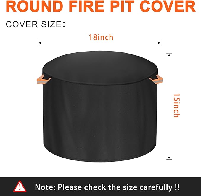 Fire Pit Cover for Solo Stove Ranger 18 Inch，Firepit Covers Round Outdoo,600 Anti UV& Waterproof Smokeless Fire Pit Cover,for Gas/Table/Bowl Fire pits (Ranger- 18”D x 15”H)