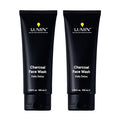 Lumin Charcoal Face Wash for Men, Daily Detox Cleanser, Hydrating Facial Wash w Activated Charcoal, Exfoliates & Unclogs Pores, Oil Control, Refreshing Skincare for Normal & Sensitive Skin, 2 Pack
