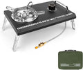 Propane camping stove, Desktop & Embed Folding Gas Stove, Household Gas Stove with Carrying Handle, Outdoor Camping Cooking Stove, 15800W, Black