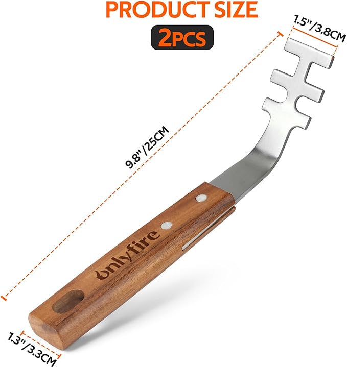 onlyfire 2 Grate Liftes, Stainless Steel Cooking Grid Lifter Gripper Picker Grill Accessories BBQ Utensil Universal Grill Tool for Cast Iron and Stainless Steel Grates