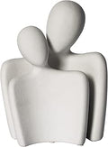 Hugging Couple Sculpture, Modern Home Decor, White Ceramic Figurine Statue, Romantic Couple Sculpture for Living Room, Bedroom, Shelf
