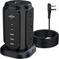 AiJoy Power Strip Tower with 9 AC Outlets 5 USB Ports (2 USB C) 6.5FT Flat Plug Extension Cord 1200J Surge Protector Tower Outlet Extender Power Tower for Home Office Dorm Room
