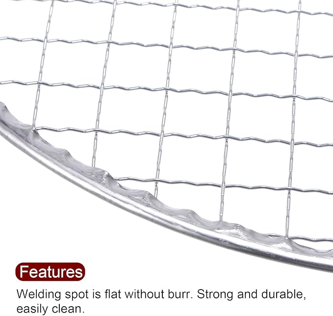 HARFINGTON 10pcs Round BBQ Grill Net 10.2" Dia Galvanized Iron Barbecue Mesh Mat for Baking Smoking Charcoal Grilling Roasting