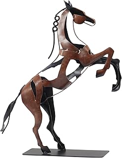 SunBlogs Art Standing Horse Statue - Hand Painted Metal Desktop Sculpture, Home & Office Animal Statue, Memorial Gift for Horse Lovers (Brown)