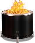 HGD 20" Smokeless Firepit with Stand, Stainless Steel Wood Burning Fire Pit for Friends & Family Gatherings, Secondary Combustion Outdoor Patio Stove for Garden BBQ & Bonfire (Black)
