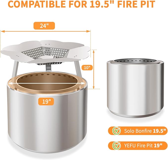 Heat Deflector for Solo Stove Bonfire 19.5", Portable 304 Stainless Steel Bonfire Heat Deflector, Fire Pit Heat Diffuser with Carrying Handle & Leg for Solo Stove Accessories Easy to Install