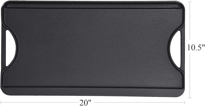 GasSaf Cast Iron Reversible Griddle With Handles, 20 Inch x 10.5 Inch Big Grill Pan For Stovetop