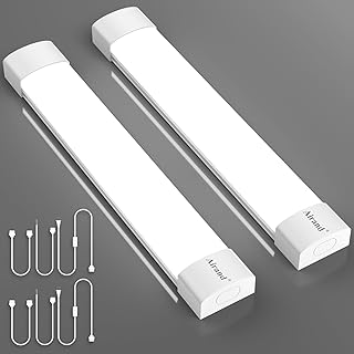 Airand LED Ceiling Light Fixture, 1.43FT Plug in Lights 2PCS, IP66 Water-Proof Linkable Tube Lights 5000k 16W Light Bar Under Cabinet Lighting Shop Kitchen Workbench Closet Corded with ON/Off Switch
