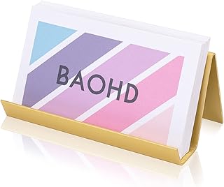 Metal Business Card Holder for Desk, Modern Business Card Holder Display, Aluminum Desktop Business Card Organizer, Business Name Card Stands, Gold