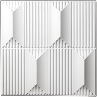 Art3dwallpanels PVC 3D Wall Panel for Interior Wall Décor, 19.7" x 19.7" Wall Decor PVC 3D Wall Panels, 3D Textured Wall Panels, Pack of 12 Tiles, White