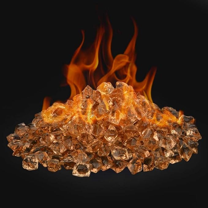 Mr. Fireglass 1/2-Inch Polygon Fire Glass for Fireplace Fire Pit & Lanscaping, 10 Pounds High Luster Elegant Gold