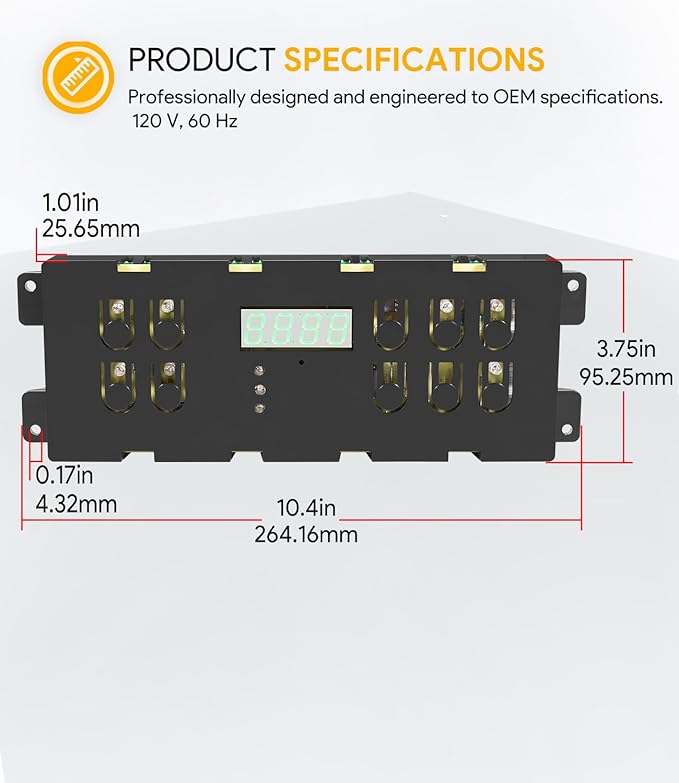 316557118 Range Oven Control Board - Replacement for Kenmore Range Clock Timer 316418208 316557108, 120V, 60 Hz, Electronic Clock/Timer Display