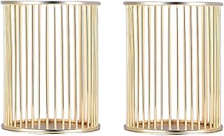 Pen Holder, Wire Metal Pencil Holder, Decorative Desk Storage Organizer Container for Stationery and Desk Accessories (Gold 1, 2-PACK)
