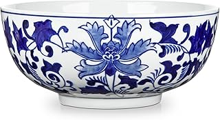 Hollyone Blue and White Vase Porcelain Planters 9 Inch Garden Bowl Modern Ceramic Pots Classic Chinese Floral Vase for Indoor Outdoor Succulents Bonsai Fairy Gardens Herbs
