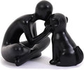 Dog Sculpture Home Decoration Decor Cute Man and Dog Statue Decor for Shelf、Living Room、Bedroom、Home， Memory Gifts for Pet Lovers (Black)