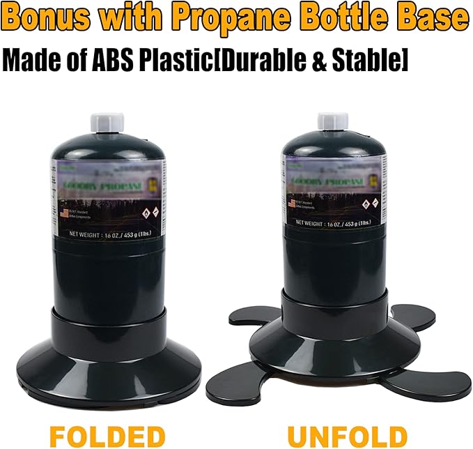 Propane Stove Portable Camping Gas Stove 10,000 BTU Bottletop Single Adjustable Burner with 1 lb Tank Base Carrying Case Great for Backpacking Emergencies Outdoor