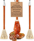 16" BBQ Sauce Basting Mops & Brushes for Roasting or Grilling, Apply Barbeque, Marinade or Glazing, Cotton Fiber Head and Hardwood Handle, Dish Mop Style, Perfect for Cooking or Cleaning - Pack of 3