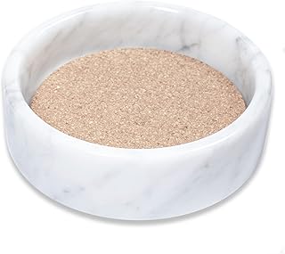 JIMEI Marble Wine Bottle Coaster - Absorbent Cork Holder for Champagne Bottles and Any Occasion (White)