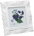 Isaac Jacobs 4x4 White Wave Textured Hand-Crafted Resin Picture Frame with Easel & Hook for Tabletop & Wall Display, Decorative Swirl Design Home Décor, Photo Gallery, Art, More (4x4, White)