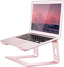 Orionstar Ergonomic Laptop Stand, Premium 5mm Aluminum Riser for 10-15.6 Inch Notebook Computer, Tool-Free Detachable Elevator Holder for Desk Office, Sturdy Riser for Eye-Level Neck Relief (Pink)