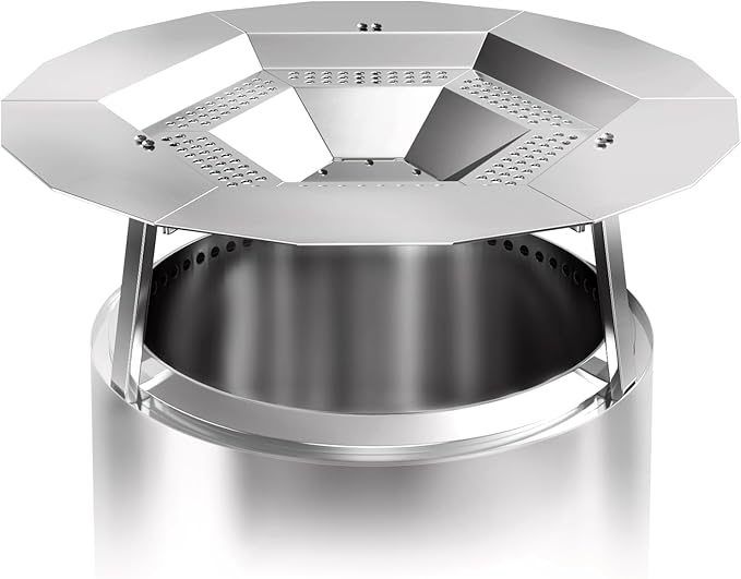 Heat Deflector for Solo Stove Bonfire 19.5", 304 Stainless Steel Portable Heat Diffuser with Handle&Leg Accessory for Bonfire Fire Pit Captures/Redirects Warmth for Solo Stove Accessories