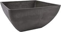 PSW Pot Collection 12x6 inch Plastic/Stone/Wood Composite Square Planter – No Drainage Hole (Drillable), Modern Indoor/Outer Pot for Flowers, Foliage, Succulents, Fairy Gardens, Dark Charcoal