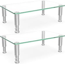 Hemudu 2 Pack Computer Monitor Riser with Height Adjustable Multi Media Desktop Stand for Flat Screen LCD LED TV, Laptop/Notebook/Xbox One